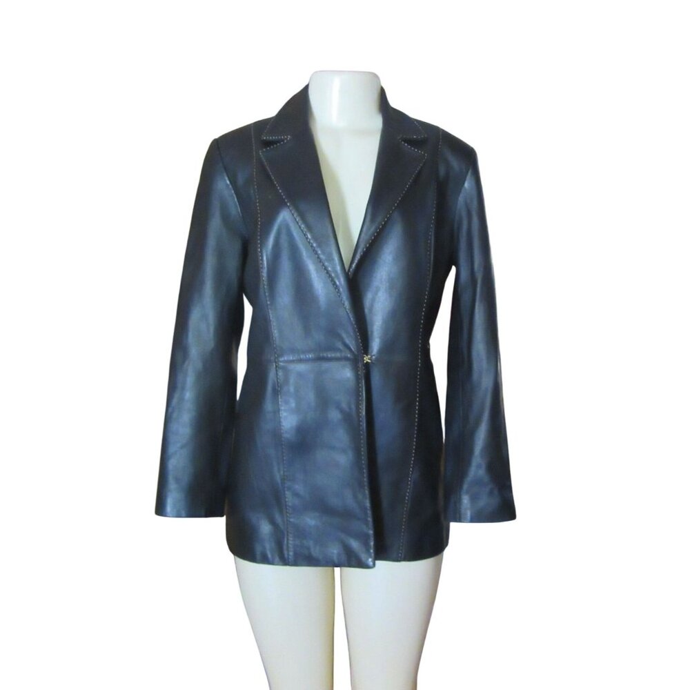 Vintage St John Sport Soft Black Leather Jacket In Size P